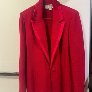 St. John Vintage Women’s Red Blazer Satin trim